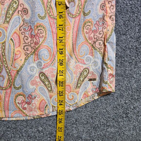 Tommy Hilfiger Top Shirt Womens Medium Blue Pink Paisley Long Sleeve Career - Picture 6 of 9